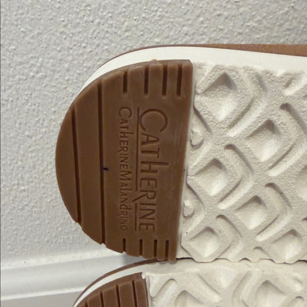 Catherine Malandrino Cognac Tan Cross-Strap Slide Sandals Size 6.5- NWOT - Picture 8 of 9